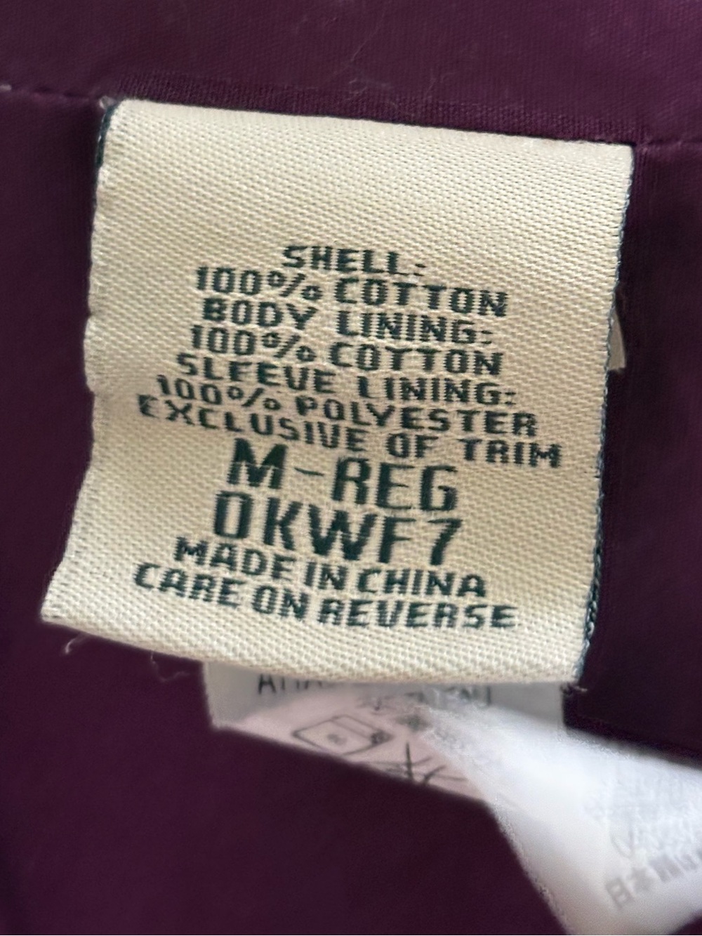 Vintage L.L. Bean Purple Corduroy Trench Coat Jacket with Lining #OKWF7 | Size M - Picture 6 of 7